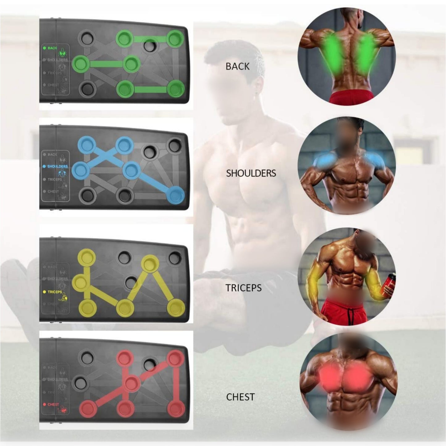 Foldable 9-in-1 Push-Up Board with Color-Coded Training System