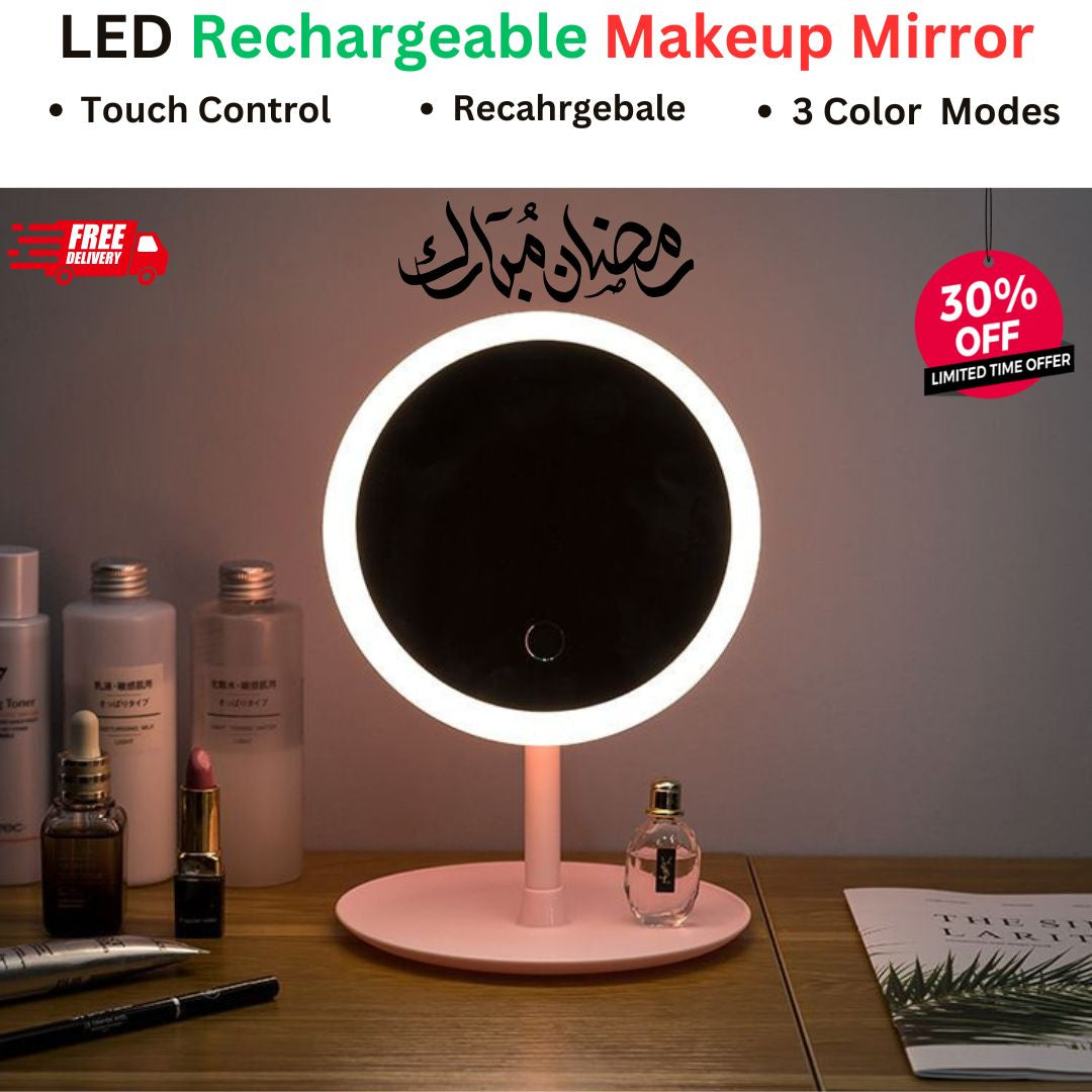Portable Lighted Makeup Mirror with Stand – 3 Lighting Modes