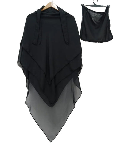 3 Layer Chiffon Hijab and Niqab Set for Women | Modest Khimar Outfit