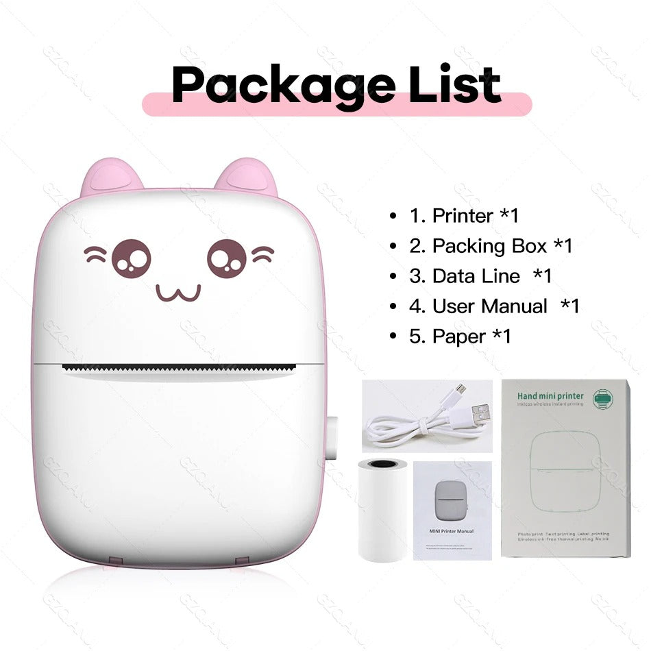 Pocket Inkless Mini Printer - 1080P Instant Camera Printer - 2.8 inch IPS Screen