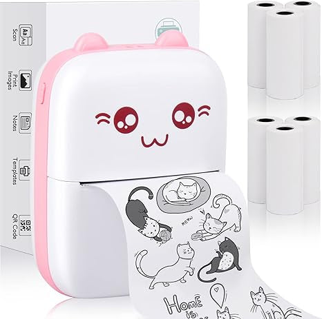 Pocket Inkless Mini Printer - 1080P Instant Camera Printer - 2.8 inch IPS Screen