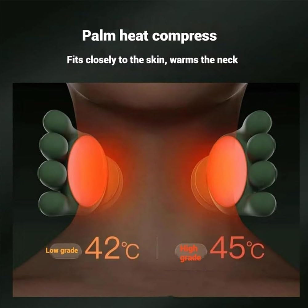 Neck massager wrap-around design in use