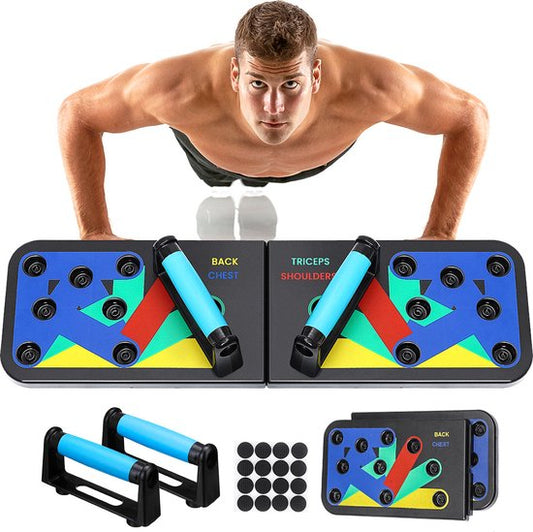 Foldable 9-in-1 Push-Up Board with Color-Coded Training System