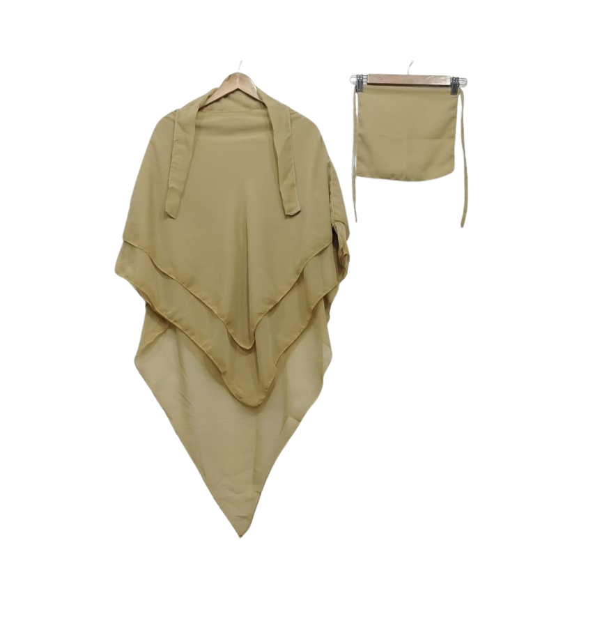 3 Layer Chiffon Hijab and Niqab Set for Women | Modest Khimar Outfit