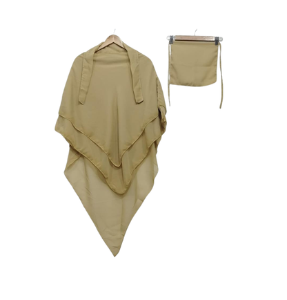 3 Layer Chiffon Hijab and Niqab Set for Women | Modest Khimar Outfit