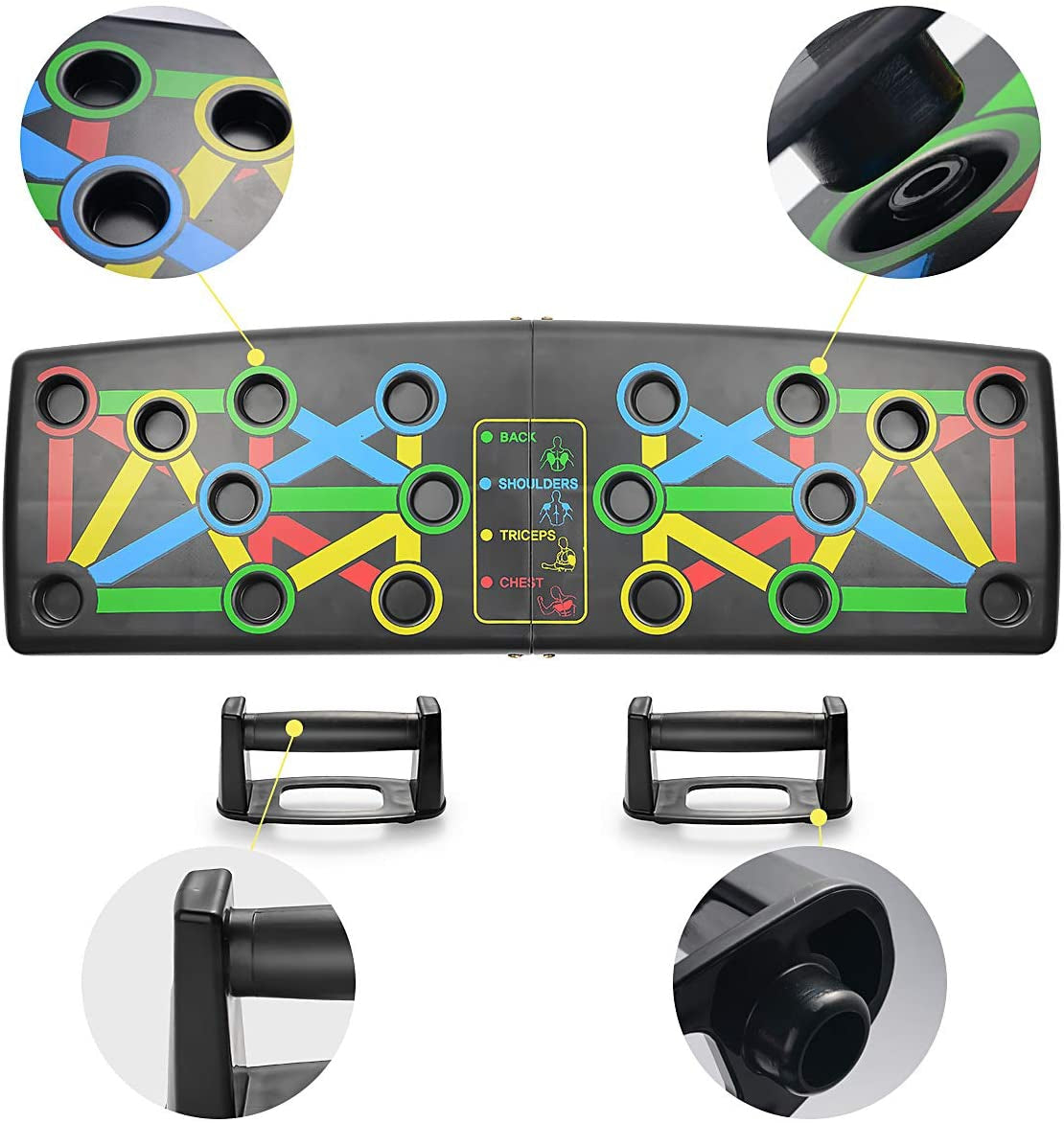 Foldable 9-in-1 Push-Up Board with Color-Coded Training System