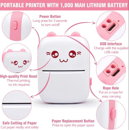 Pocket Inkless Mini Printer - 1080P Instant Camera Printer - 2.8 inch IPS Screen