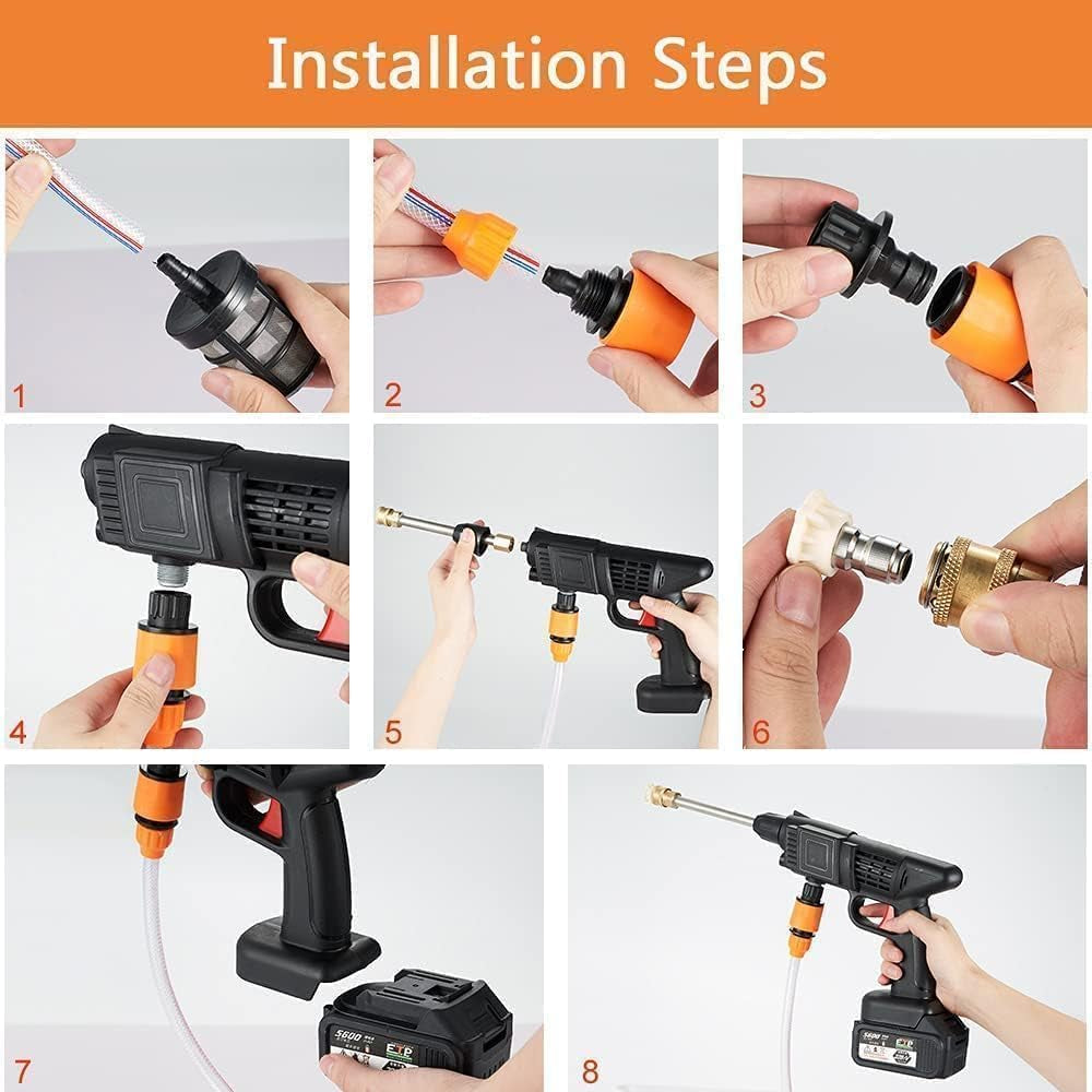 48V Rechargeable Pressure Washer Gun | High Pressure 30Bar Portable Electric Car Wash Spray