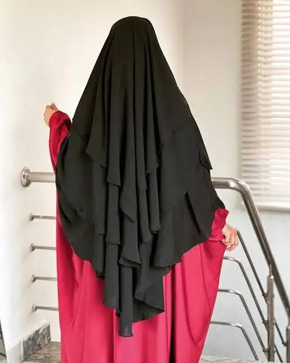 3 Layer Chiffon Hijab and Niqab Set for Women | Modest Khimar Outfit