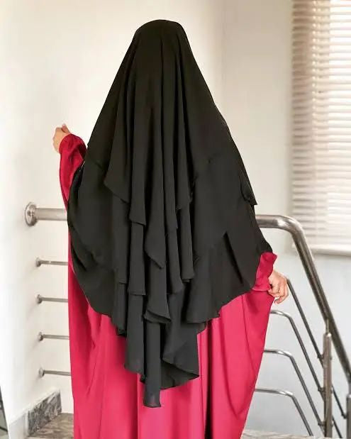 3 Layer Chiffon Hijab and Niqab Set for Women | Modest Khimar Outfit