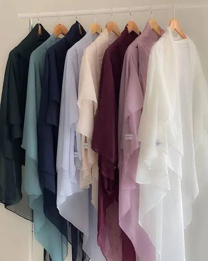 3 Layer Chiffon Hijab and Niqab Set for Women | Modest Khimar Outfit