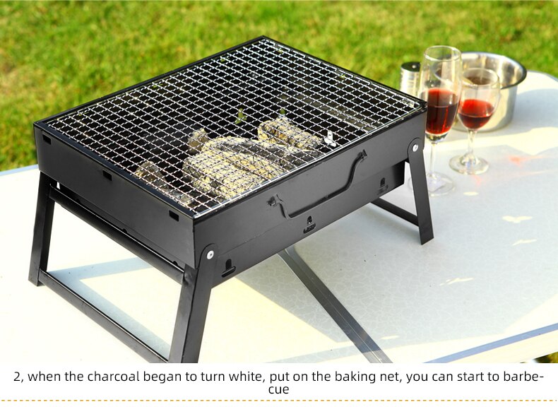 Portable Folding BBQ Grill — Stainless Steel Book-Style Charcoal Grill for Camping & Outdoor