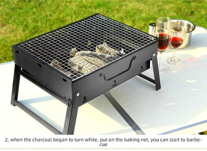 Portable Folding BBQ Grill — Stainless Steel Book-Style Charcoal Grill for Camping & Outdoor