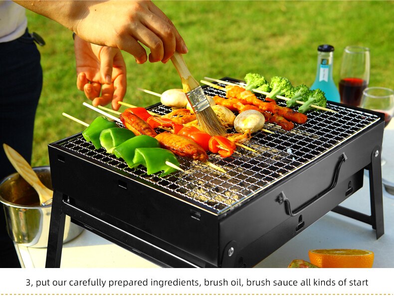 Portable Folding BBQ Grill — Stainless Steel Book-Style Charcoal Grill for Camping & Outdoor