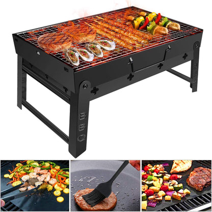 Stainless steel BBQ grill grilling chicken kabab