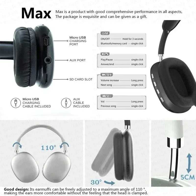 Wireless headphones white color premium design