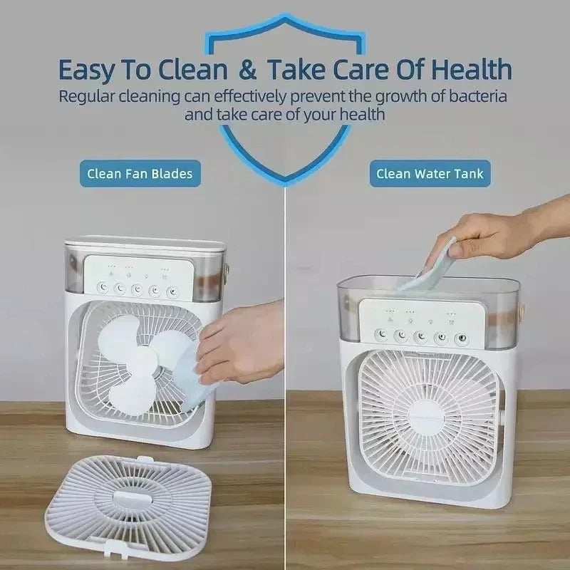 Portable fan refillable water tank mist reservoir